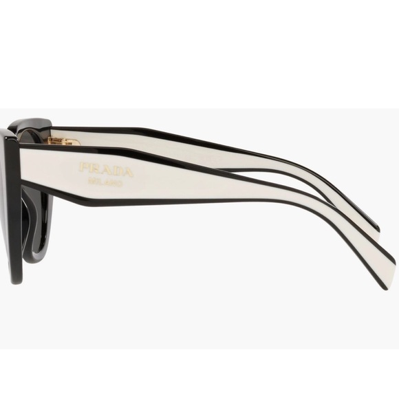 Prada 52mm Cat Eye Sunglasses Black Talc Grey White Sunnies Authenticated - Picture 6 of 12